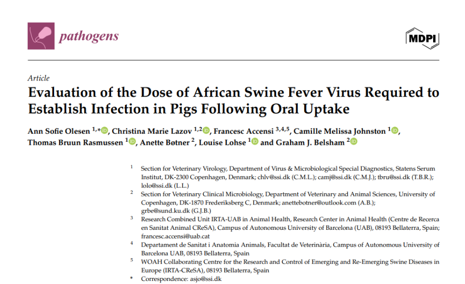 Title page of the study by Olesen et al., published in Pathogens